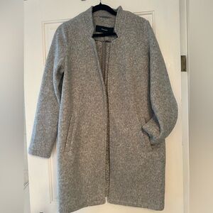 Vero Moda Fleece Coat Medium Women’s Grey Long Brushed Pockets Fall Winter